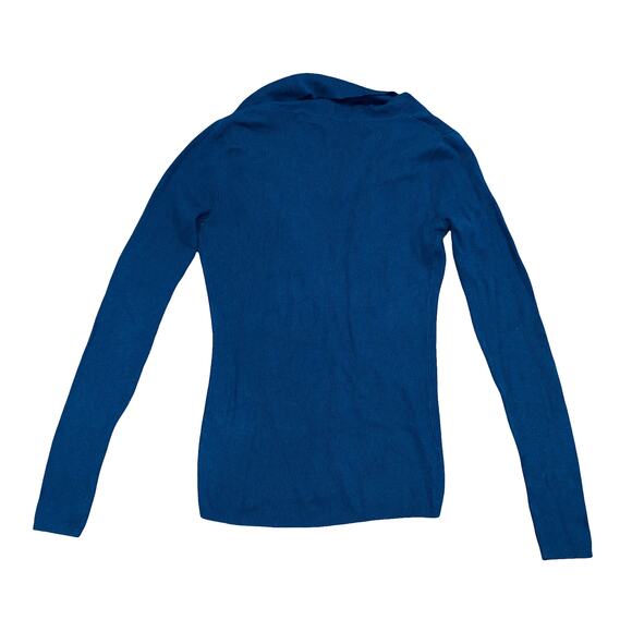 T TAHARI Women's Long Sleeve Cowl Neck Sweater Blue Size XS Petite - Picture 2 of 9